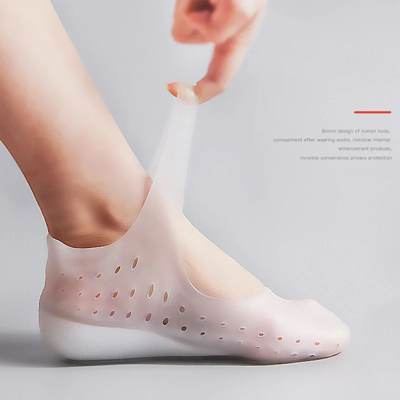 1 пара Невидимый подъем высоты пятки колодки носок вкладыши Увеличение Стельки силиконовые для женщин мужчин-OPK