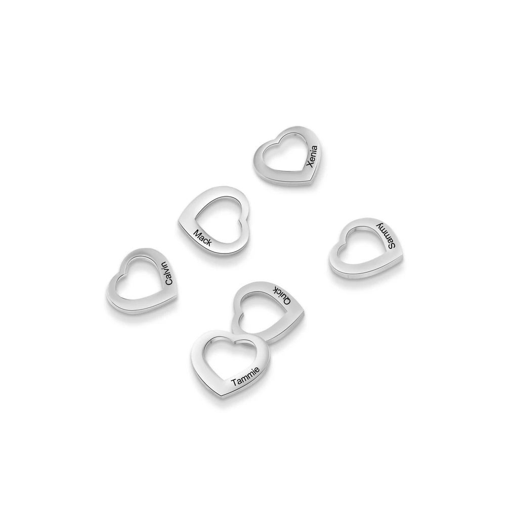 

JewelOra Personalized Name Engraved Heart Charms Fit Bracelets 3 Colors Stainless Steel Custom Jewelry