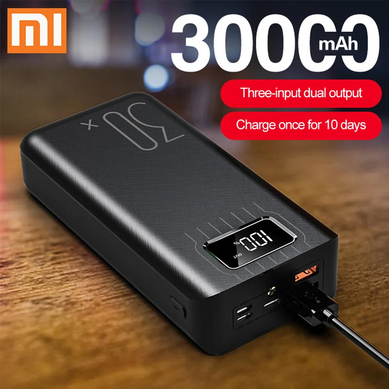 

Xiaomi QC 3.0 Power Bank 30000mAh Dual USB Portable Charger Li-polymer Battery Mobile Phone Accessories for Xiaomi MI Iphone LG