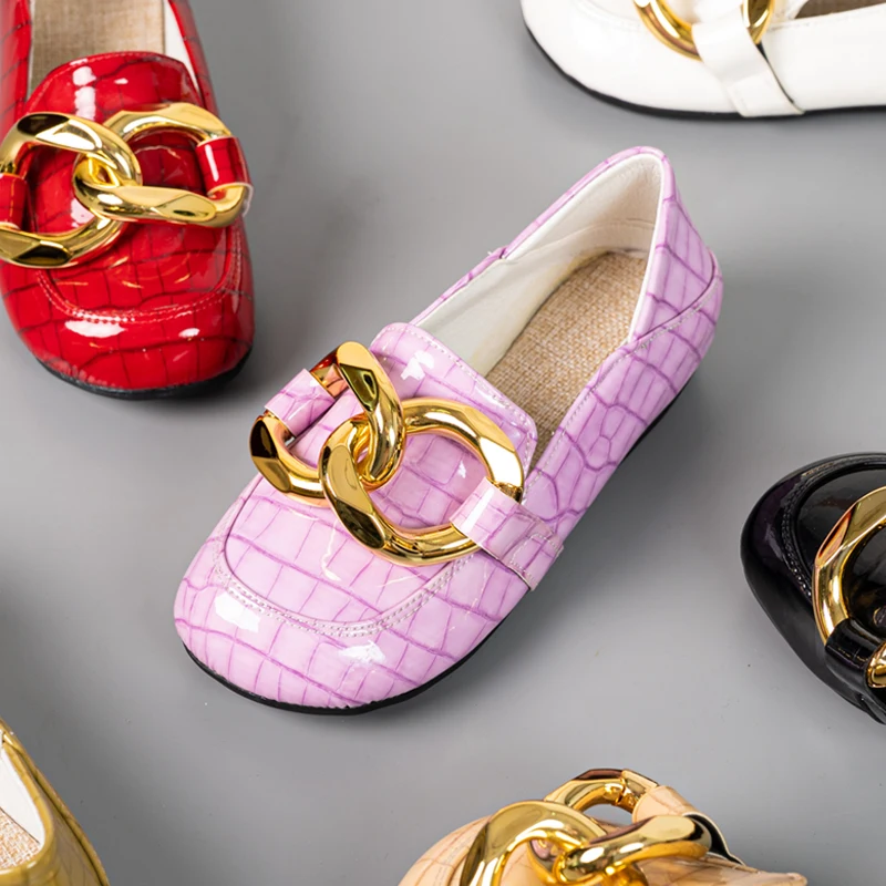 Vrouwen Schoenen Handgemaakte Vrouwen Flats Lakschoenen Gouden Ketting  Geruite Mocassins Platte Loafers Slip Op Mullers Dames Schoenen|Platte  damesschoenen| - AliExpress