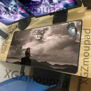 

XGZ Customized Large Mouse Pad Black Lock Edge Animal Lightning Lion HD Computer Keyboard Table Mat Speed Rubber Non-slip Xxl