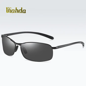

VIAHDA New Fashion Sunglasses Men Polarized Square Metal Frame Male Sun Glasses Driving Fishing Eyewear