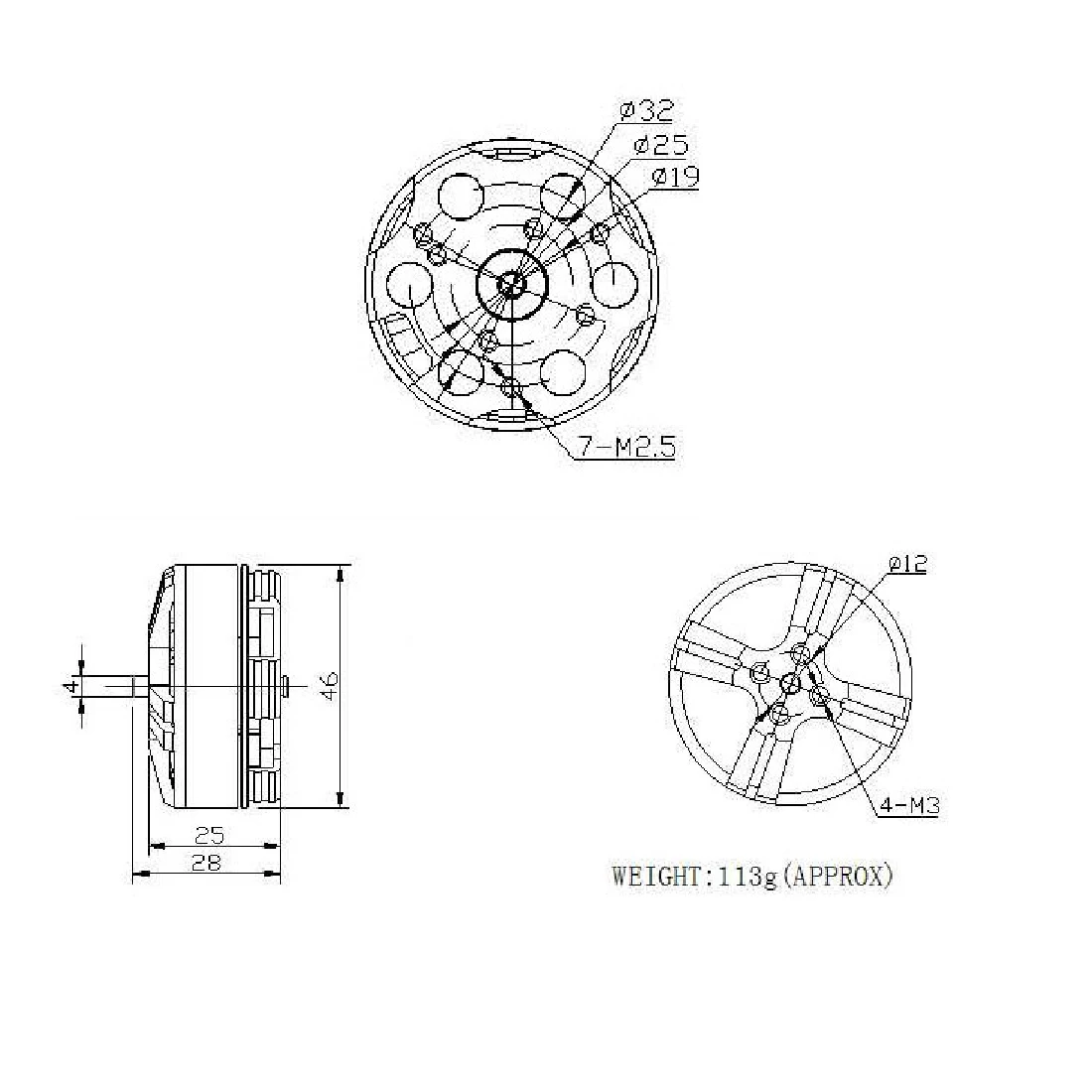FEICHAO 4108 380KV 580KV 720KV Bürstenloser Motor 3-6S + 13x5,5 3K Propeller CW CCW 1555/1355/1055 Propeller für Multi-Rotor-Copter – Detail 4