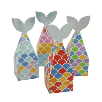 

50pcs Mermaid Candy Box Baby Cut Animal Paper Gift Boxes Decoration For Kids Birthday Party DIY Baby Shower Supplies