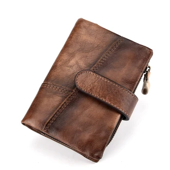

men Wallet Genuine Leather RFID Blocking Purse Design male Wallets With Zipper Coin Pocket Card Holder Luxury Wallet MRF76