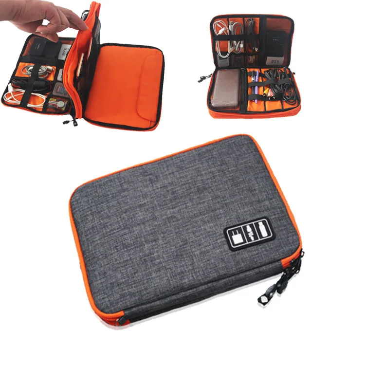 

Double Layer Travel USB Cable Storage Bag Gadget Organizer Electronic Digital Kit Pouch Ipad Earphone Charger Wires Storage Bag