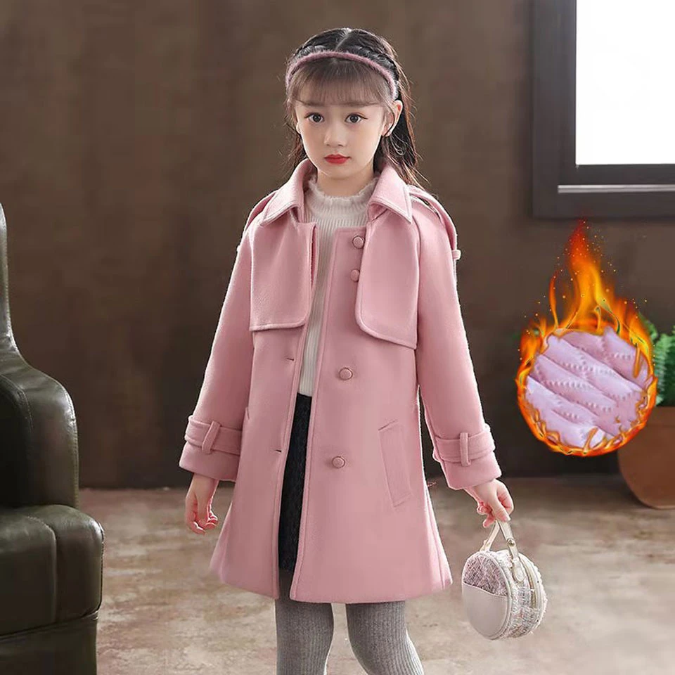 de lana para niñas, chaquetas a prueba de viento para otoño e invierno, prendas de vestir para 3t, 4, 6, 8, 10, 12 años, nueva moda| Chaquetas y abrigos| - AliExpress