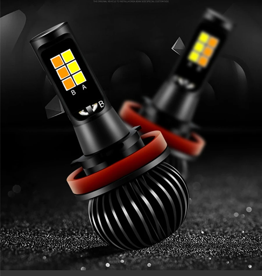 

1PCS Car led headlights two-color high beam lights low beam lights fog lights H1 H3 H4 H7 H8 H9 H11 9005 9006 880 881