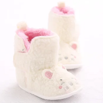 

2019 Winter Snow Cotton Fabric Animal Puppy Bunny Warm Plush Indoor Soft Sole Toddler Baby Shoes First Walkers Shoes