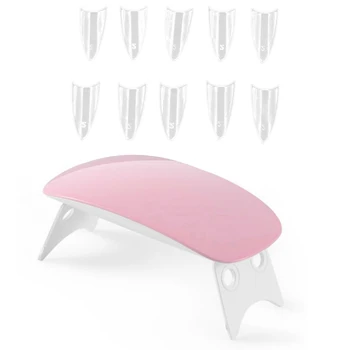 

500 Clear Sharp Ending Stiletto Acrylic False Nail Art Tips Salon & 6 W UV/LED Lamp Mini Portable Nail Dryer USB Cable