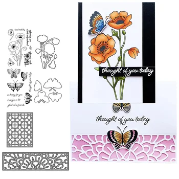 

Flowers Butterfly Clear Stamps and Cutting Dies for DIY Scrapbooking Card Dies Cut Stencils Crafts Make Photo Album Decoration