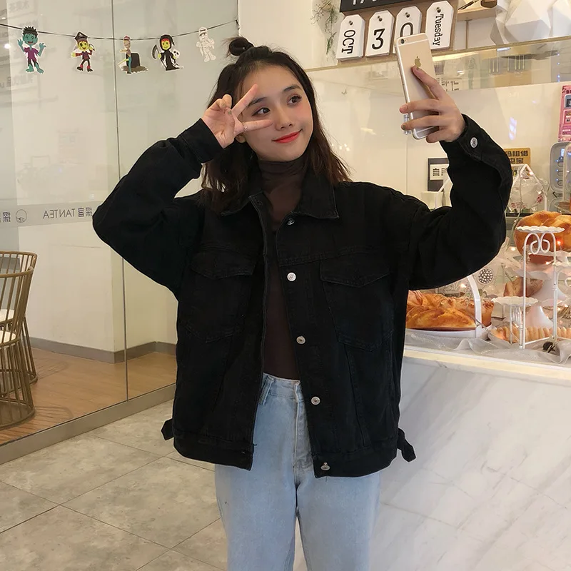 

Women Basic Coats Spring Denim Jacket Vintage Long Sleeve Jeans Jackets Slim Female Coat Casual Girls Outwear Tops Windbreaker