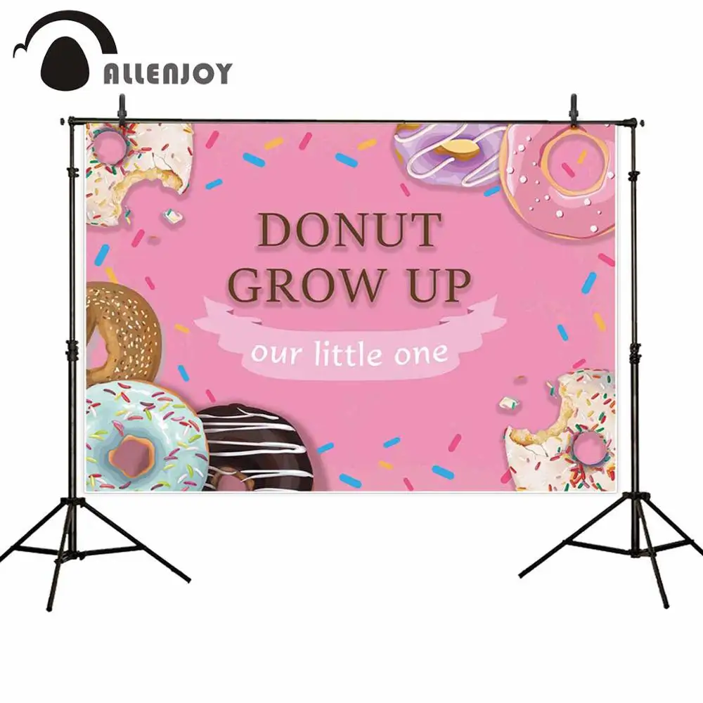 Allenjoy Donut Photobooth Curtains Grow Up Candy Bar Sweet Birthday Supplies Decor Princess Girls Event Festival Wall Backdrops | Дом и сад