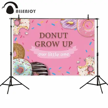 

Allenjoy Donut Photobooth Curtains Grow Up Candy Bar Sweet Birthday Supplies Decor Princess Girls Event Festival Wall Backdrops