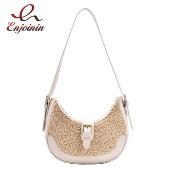 

Plush Stitching PU Leather Crossbody Bags for Women 2021 Small Shoulder Simple Bag Ladies Phone Handbags and Purses