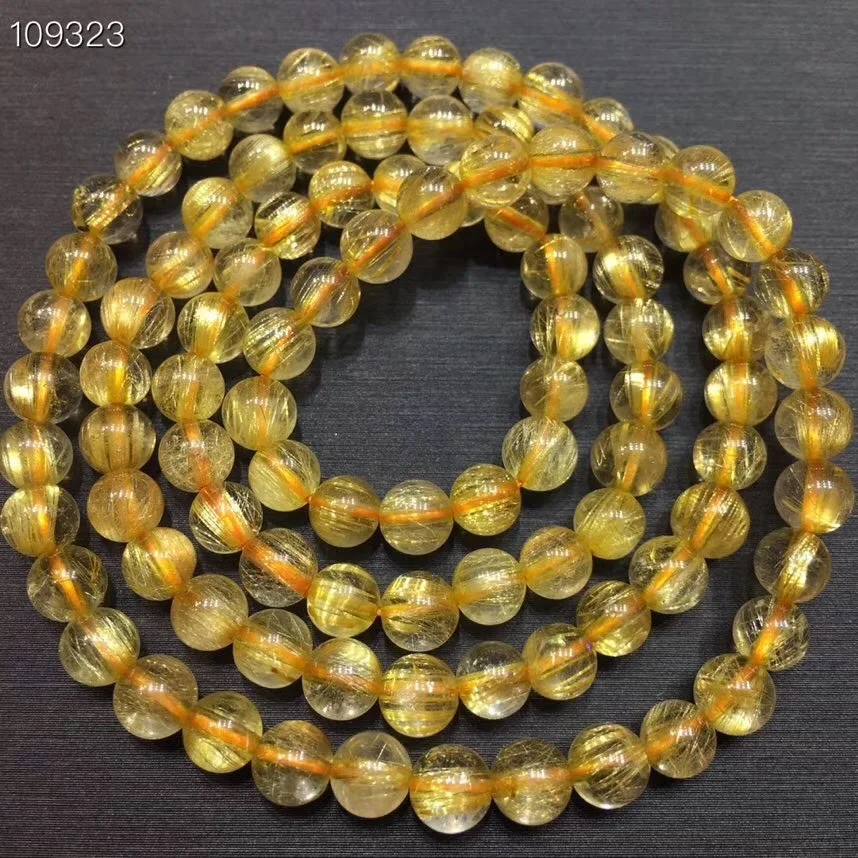 

Certificate 5.5mm Natural Brazil Gold Hair Rutilated Bracelet Jewelry For Woman Man Crystal Round Beads Gemstone Stretch AAAAA