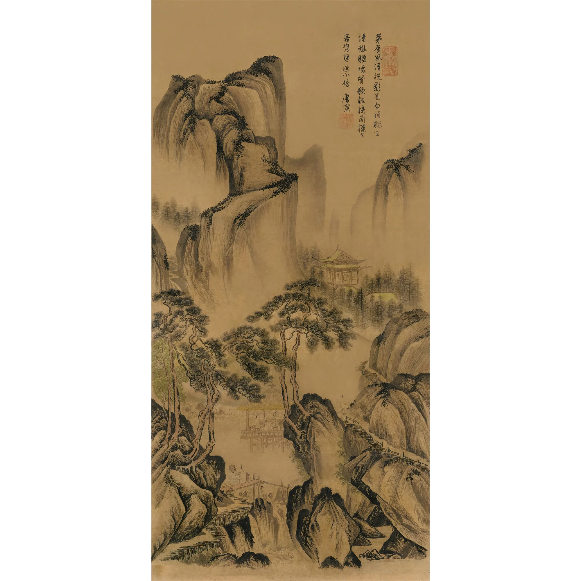Asian Wall Scroll Art Fengshui Home Decoration Artwork Chinese Traditional Silk Painting Pictures - Mountain hut | Дом и сад