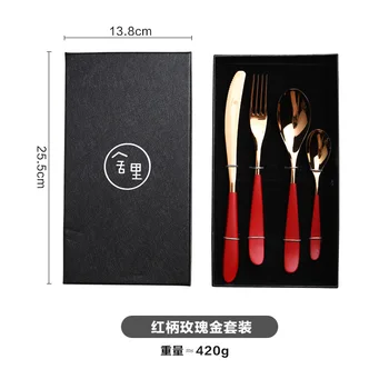 

Luxury Cutlery Set Stainless Steel Travel Utensils Tableware Dinner Sets Dishes Reusable Conjunto De Talheres Kitchenware BD50CJ