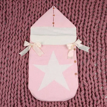 

Envelopes for Newborns Five Star Knitted Sleeping Bags Spring Autumn Grey Button Up Infant Baby Swaddle Wrap Sleep Sacks Blanket