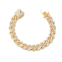 7-" хип-хоп Полный Стразы Bling Iced Out квадратные кубинские браслеты-цепочки для мужчин Rapper ювелирные изделия золото серебро