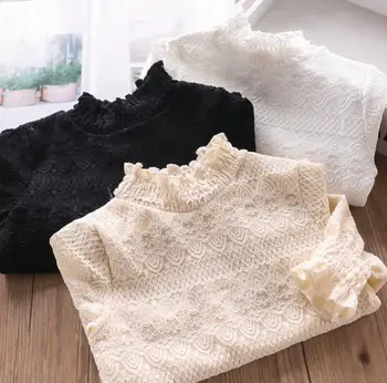 

Owligbaby Girls T Shirt 2020 Spring Lace Solid Children's Tops 2-7years