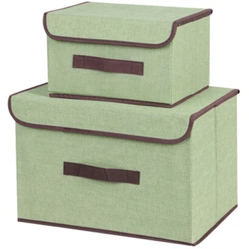 

Linen-Like Non-Woven Storage Box Two-Piece Fabric Storage Box Clothing Storage Box Storage Box Small Size