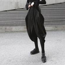 TVVOVVIN, плиссированная черная юбка-бутон, женская мода, новинка, осенняя, эластичная талия, одна грудь, нестандартная, свободная юбка X573