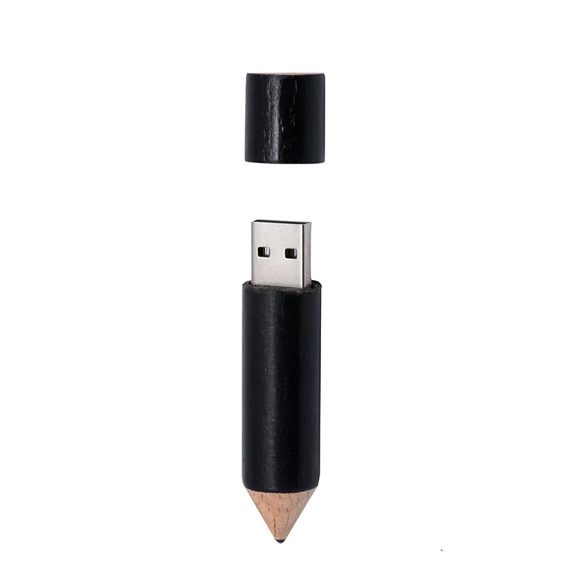 Black JASTER креативный подарок USB 2,0 изготовленный на заказ логотип деревянный карандаш USB флеш-накопитель Флешка 4 ГБ 8 ГБ 16 ГБ 32 ГБ 64 Гб карта памяти usb - Цвет: Black