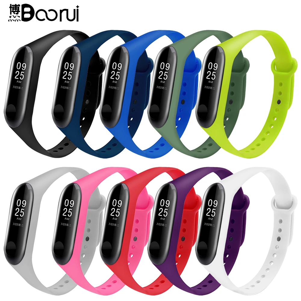 Силиконовый ремешок BOORUI для xiaomi Mi Band 3 сменный браслета mi аксессуары умного