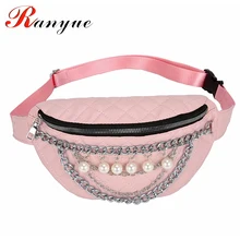 Жемчужная цепочка кожаные поясные сумки женские роскошные брендовые дизайнерские черные розовые сумки для женщин модный пояс сундук сумка