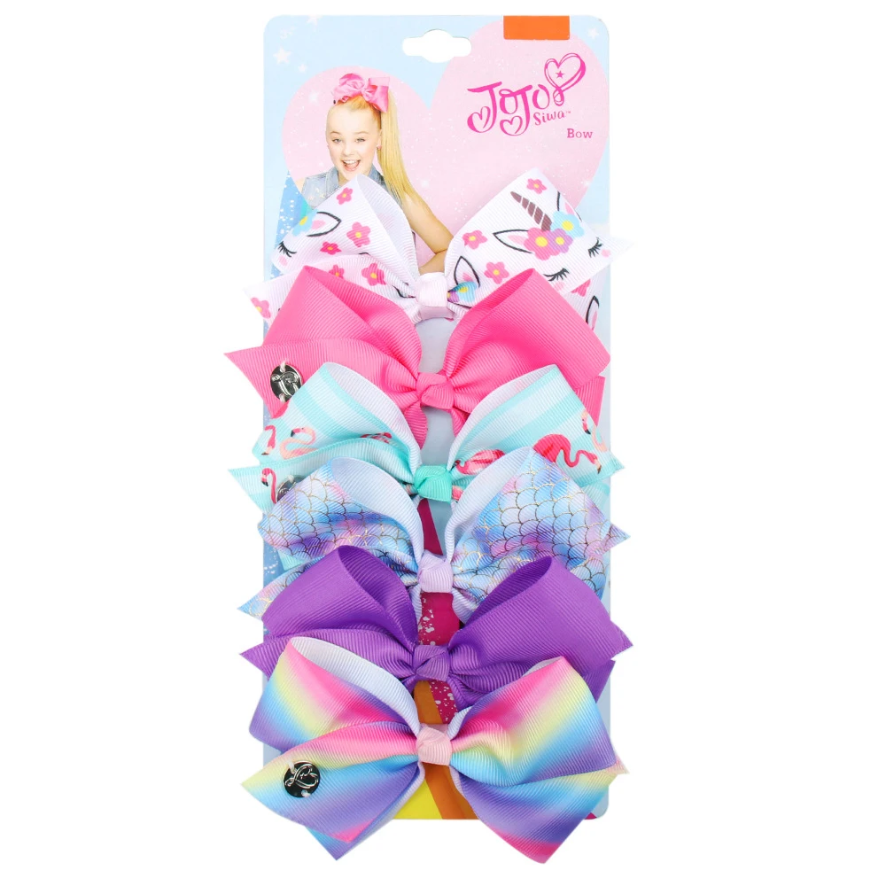 6pcs 1/6 шт./лот JOJO Луки Jojo Siwa Радуга и бантом для маленьких девочек одежда для маленьких девочек, ручная работа, милая модная заколка для волос Детская Женские аксессуары для волос подарки на Рождество - Цвет: 6pcs