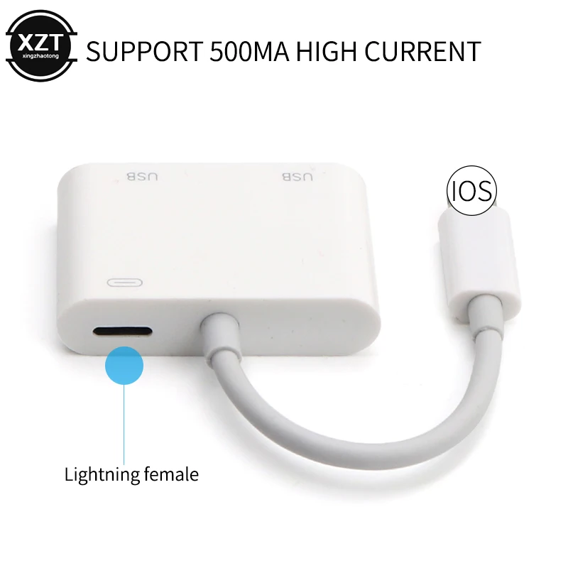 Для lightning-2 USB адаптер OTG USB камера для iPhone 7 8 ipad ios 13 U флеш-накопитель конвертер USB кабельная клавиатура кардридер