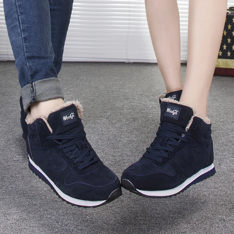 

2019 Men Boots Winter Shoes Warm Ankle boots Faux Suede Winter Boots Shoes Men Plush winter men shoes Sneakers Plus Size 37-46