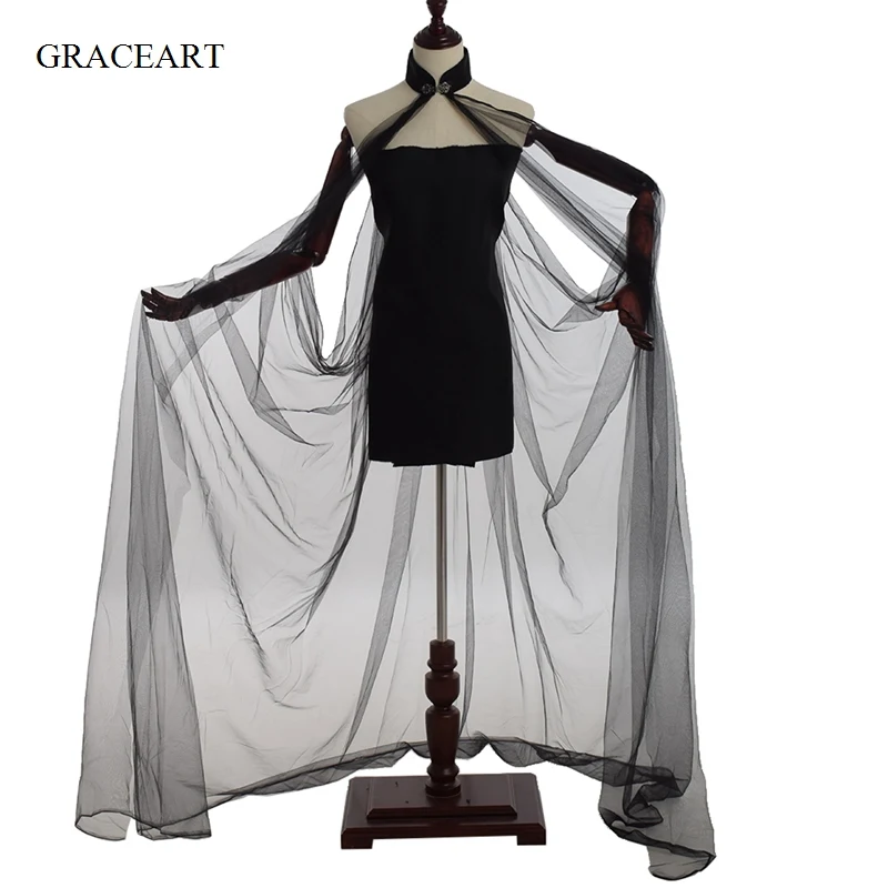 

Women Soft WitCH Cape Medieval Costume Fairy Elf Elven Cosplay Tulle Mesh Cloak