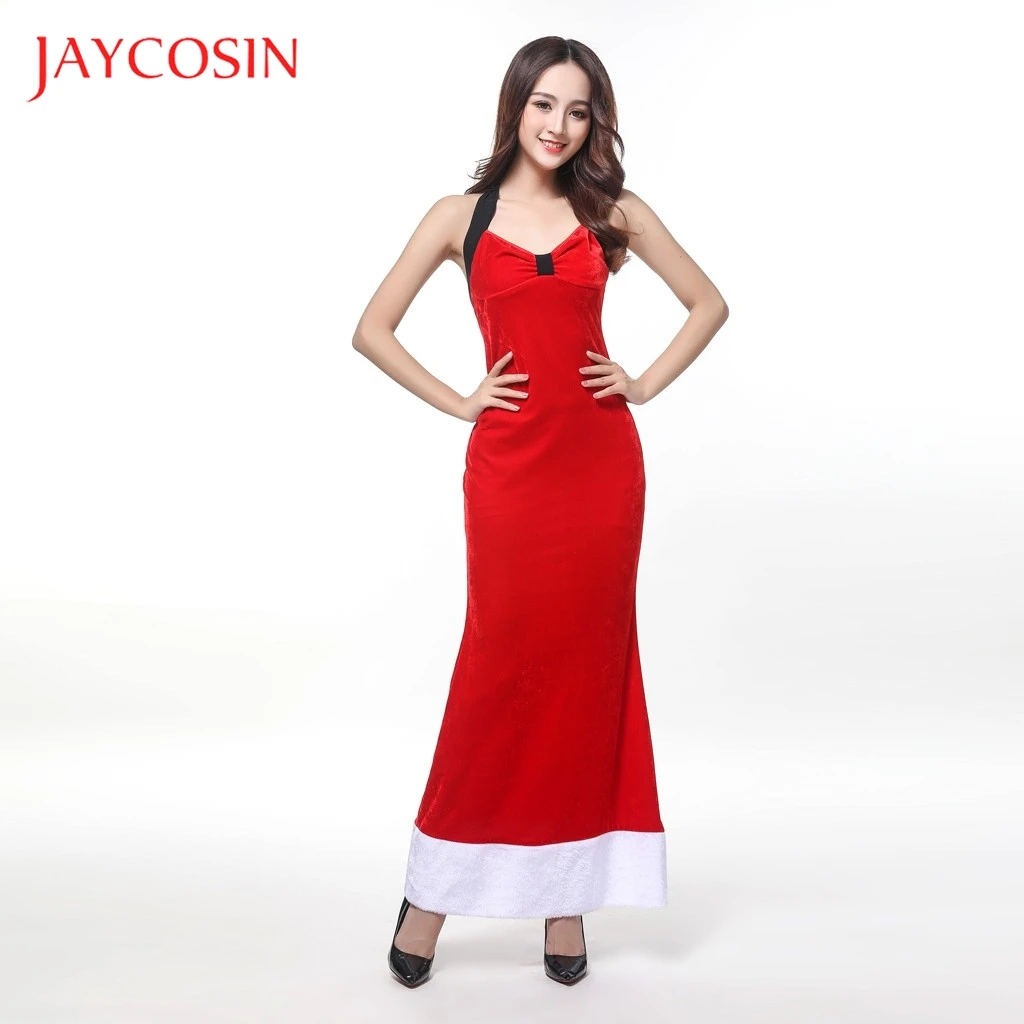 Jaycosin Sexy dress Women maxi dress Vintage Merry Christmas Soild Mesh vestidos Party Dress long dresses woman party night 912