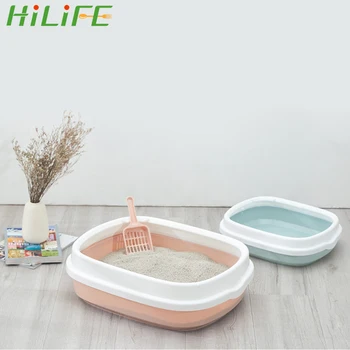 

HILIFE Cat Litter Box Excrement Training Sand Litter Box Cat Dog Tray with Scoop 1 Set Pet Toilet Bedpan Anti-Splash Dog Toilet