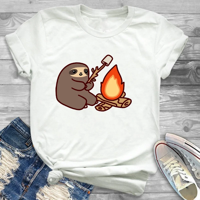 Модная женская одежда с коротким рукавом Camper Fire Sloth Женская графическая футболка