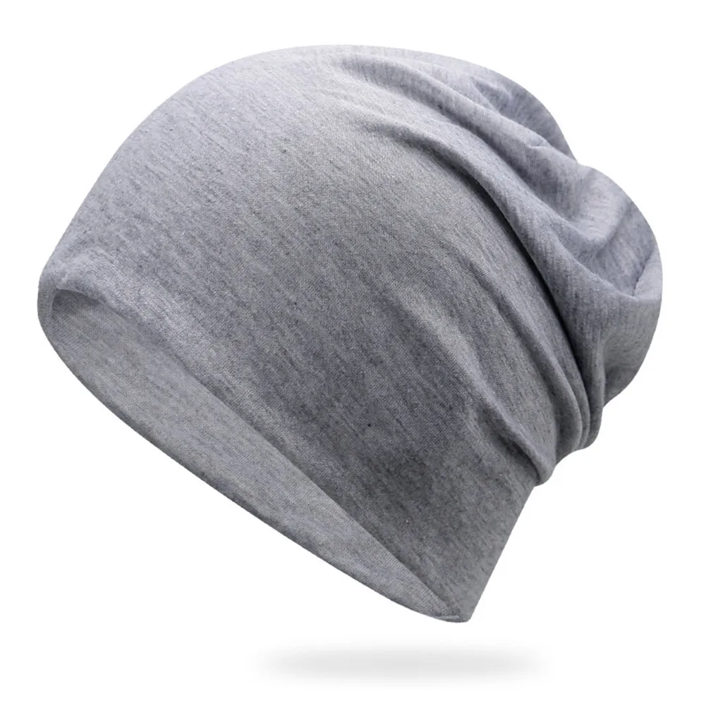 New Fashion Summer Women Men Stylish Beanie Hat Autumn Male Thin Soft Solid Color Stretch Cap Gorra Hombre 16 - Color: Light Grey