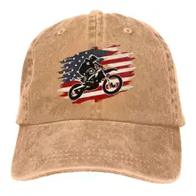 TSDFCDirt велосипед Мотокросс американский флаг Мужская/Женская регулируемая бейсболка s окрашенная в пряжу джинсовая кепка водителя грузовика