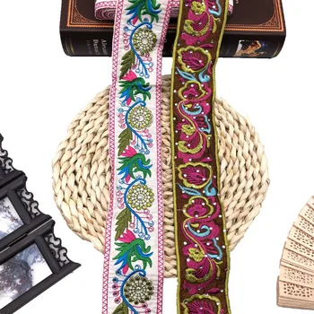 

Embroidery Lace Embroidery National Ribbon With Stone For Sewing Bag Clothes DIY Clothing Accessories