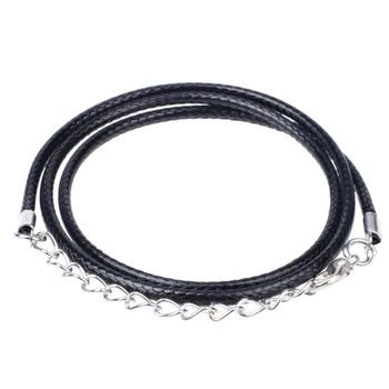 

1pcs 2mm Braided Adjustable Black Leather Rope Wax Cord DIY Handmade Necklace Pendant Lobster Clasp String Cord Jewelry Chains