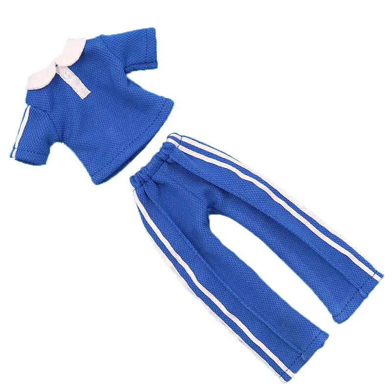 Одежда для кукол Blyth школьная форма Студенческая одежда футболка и штаны костюм пять цветов для 1/6 BJD 30 см ледяная кукла azone аксессуары - Цвет: Синий