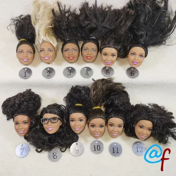 

B29-1 Original Foreign Trade Africa Beauty 1/6 OOAK NUDE Rarely Doll Head Mussed Black or Brown Hair for DIY Soft PVC Head