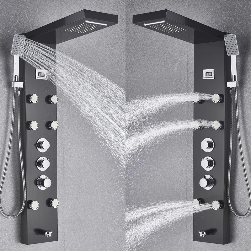 Black-Bath-Shower-Thermostatic-Mixer-Shower-Panel-Rainfall-Waterfall-Massage-Jets-Shower-Column-Shower-Faucet-Tower (2)
