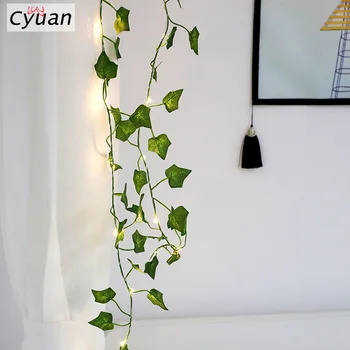 

Cyuan 2m Artificial Ivy Garland Fake Leaf Plants Vine with 20 LED String Light Green Flowers Hanging for Wedding Birthday Party