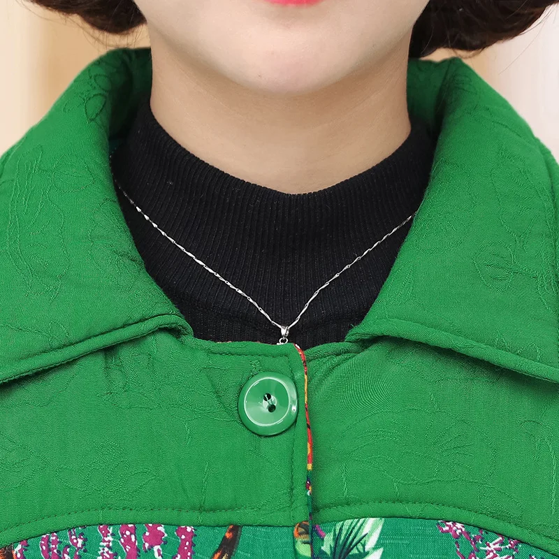 

Waistcoat Winter New Style Printed Mom Half-sleeve Shirt Cotton Middle Aged And Elderly People Middle-aged on Clothes Thick Prin