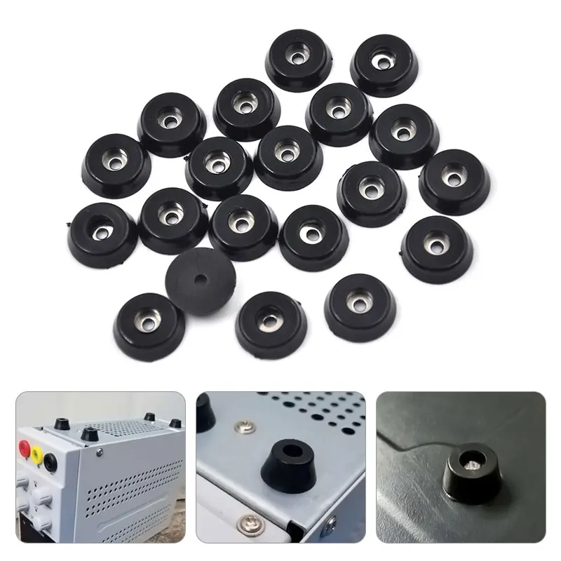 20pcs New Black Rubber Feet Chair Floor Protector Non-slip Furniture Foot Table Leg Cover Cabinet Bottom Pad Funiture Accessory