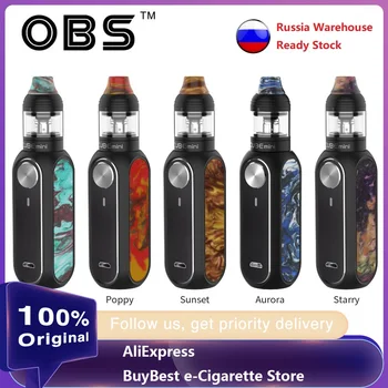 

Russia Stock OBS Cube Mini Resin Starter Kit with 1500mAh Battery & 2ml/3ml Tank & 0.96 Inch Screen MTL E-cig Vape Box Mod Kit