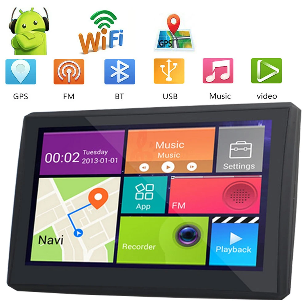 

Car GPS Navigator Camera DVR Android Recorder Dash Cam Navigator Satellite Wifi + Bluetooth 512m + 8GB Latest Map