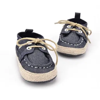 

OUTAD Baby Shoes Lace-up Closure Soft Sole Prewalker Leisure Toddler Canvas Shoes Soft Indoor Footcovers for Boys All Seasons